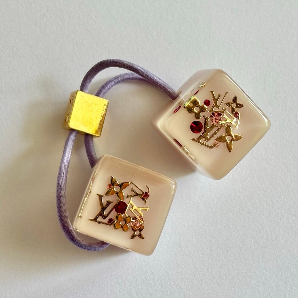 Authentic Louis Vuitton Inclusion Hair Cube Resin Hair Tie, Made in France